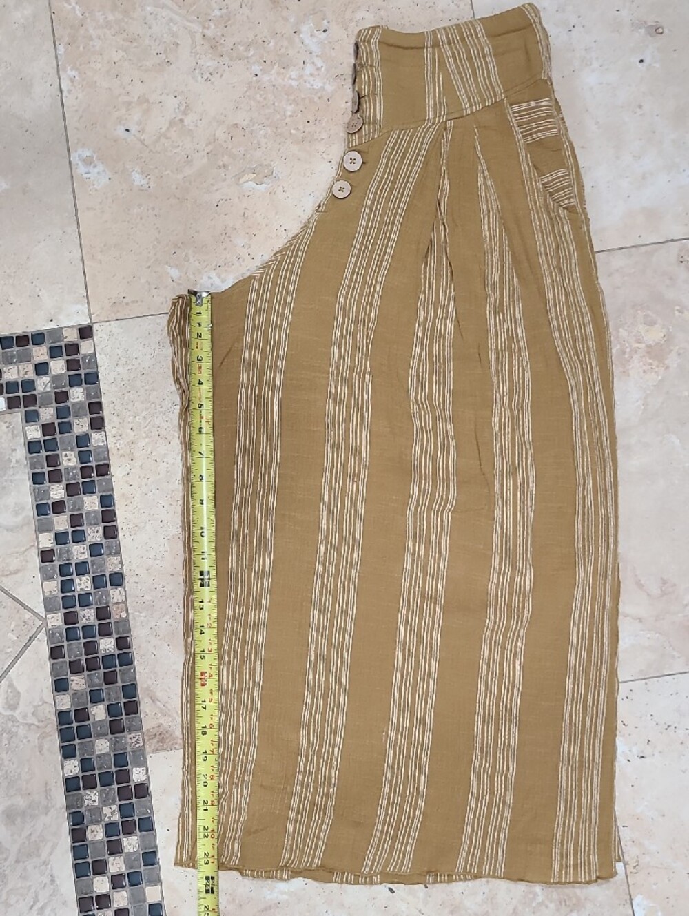 Free People Wide-Leg Striped Culotte Pants in Mustard and Cream - Picture 6 of 10